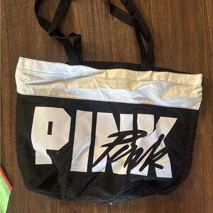 PINK Victoria's Secret Black and White Logo Tote